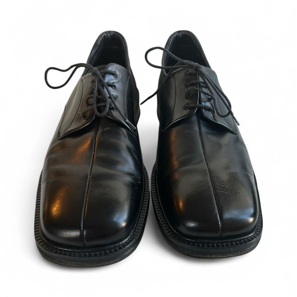 Mezlan “Louvre” Men’s 11.5M Black Italian Leather Split-Toe Derby Dress Shoes